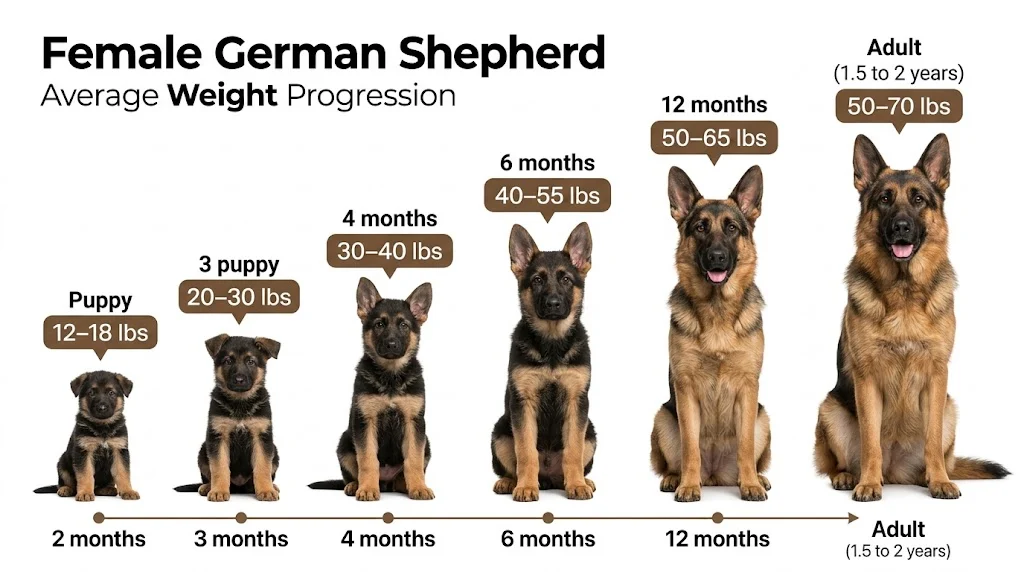 Female German Shepherd Growth Chart