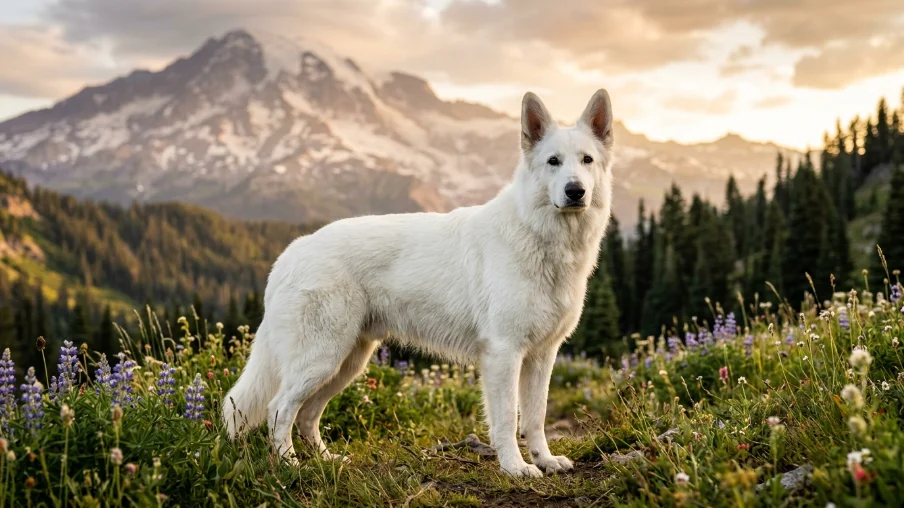 all white german shepherd